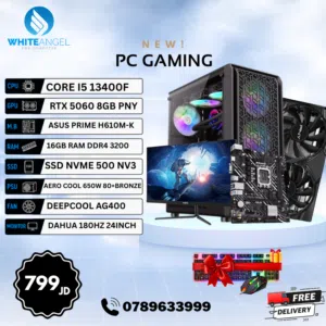 PC Gaming i5 13th + RTX 5060 8GB + MONITOR 24 INCH 180HZ بسعر 799 دينار