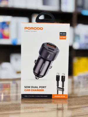 شاحن سيارة PORODO 50w Dual port Car Charger
