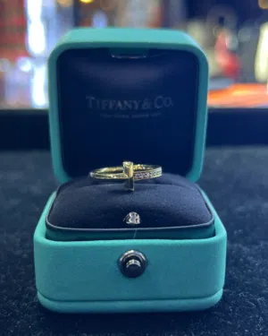 Authentic Tiffany & Co T1 Narrow Ring 18K Yellow Gold with Diamonds Pre-Loved