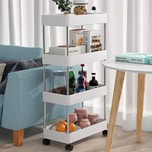عربة  متينة وعملية  تتحمل الأوزان وتدوم طويلًا. أربع ارفف تتظيم .