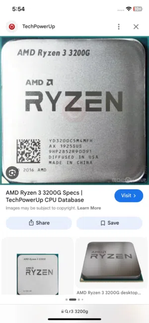 Motherboard    MSI Tomahawk (B450 and  CPU Ryzen 3 3200g