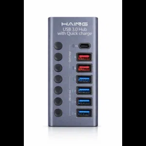 HAING HUB-985D Aluminum USB 3.0 Type-C Hub with Power 36W وصلة متعددة المنافذ مع منفذ Type-C