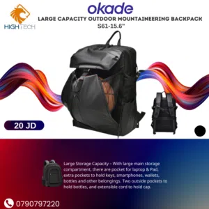 حقيبة ظهر للابتوب ذات سعة كبيرة - S-61-15.6 Black Backpack leather laptop and stuff bag