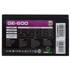 باور سبلاي لأجهزة الجيمنج بسعة 600 واط حقيقي GAMEMAX 600W 80+ PLUS GAMING PSU