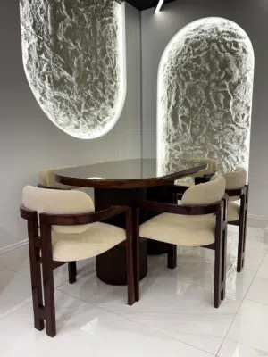 طاولة سفرة مودرن فخمه من اجمل الالوان البني المميز مع 6 كراسي