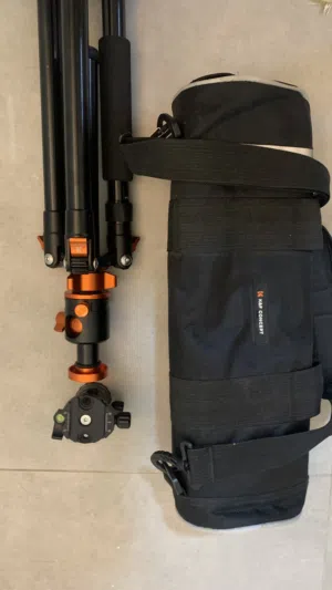 Sturdy Camera Tripod with Carry Bag — Fluid Head Included