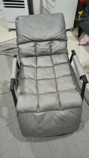 Modern Cushioned Rocking Chair / Lazy Lounge Chair - Grey (Excellent Condition)
