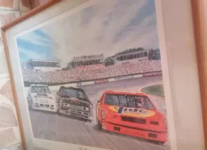 Rare Signed NASCAR Print "The Pass" Darrell Waltrip 1989 Limited Edition 164/500 Framed
