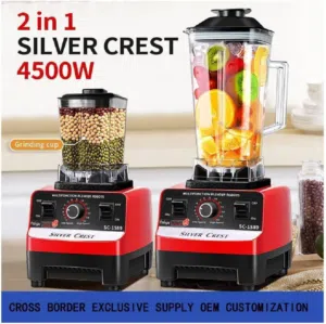 خلاط صناعي مع مطحنه 2 في1 الخلاط 15 سرعه 6 شفرات 4500 واط ضد الكسر Silver Crest خفاق MIXER يطحن زجاج