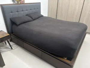 Dark oak wood bed frame