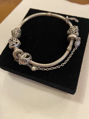 اسوارة باندورا مع 6 تشارمز PANDORA BRACELET WITH 6 CHARMS