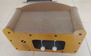 cat house and bed and scratcher