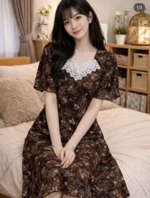 دشداشة كشمير نسائي ميدي أنيق جداً بنقشة مشجرة وموديل كوري راقي توجد خدمة توصيل لجميع المحافظات