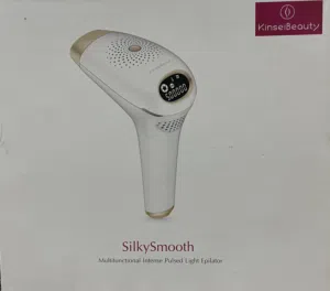 جهاز إزالة الشعر بالنبض الضوئي من العلامة التجارية KinseiBeauty، موديل SilkySmooth مع 3 قطع ليزر