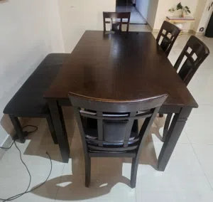 wooden dining table and chair