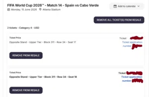 FIFA WORLD CUP TICKET - SPAIN vs CABO VERDE