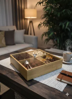 صحن خشبي مربع