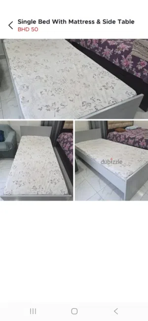 Single Bed mattress with side table