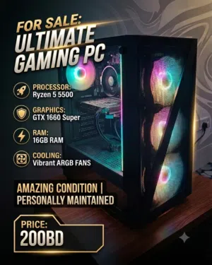 للبيع: كمبيوتر ألعاب (Gaming PC) - بحالة شبه جديدة تجميعة ممتازة ومتوازنة تقدم أداءً