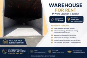 Prime Warehouse for Rent – 375 SQM  Near Lifeline Hospital  Backside of Hamdan Plaza Hotel