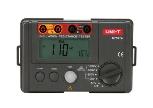 يتوفر لدينا جهاز مقاومة العزل (ميجر)    يقوم بالتفريغ التلقائي      قوم بحساب المقاومة التلقائية