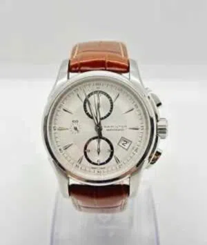 HAMILTON jazzmaster automatic chronograph silver dial men's watch   100% Authentic