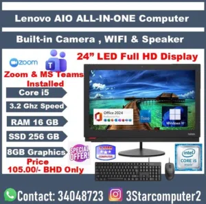 Core i5 All-in-One PC 16GB Ram Built In Camera,Speaker, WIFI 24 Display Teams,Zoom Installed