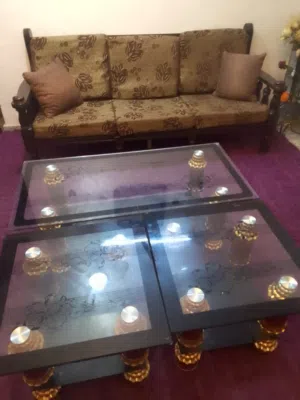 طقم مورس تفصيل خشب زان سبع مقاعد  مع طاولات سوكريت