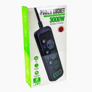 وصلة مقبس طاقة 3+3 USB [سلك 3 متر] 25الطول x 10العرض سم قدرة طاقة عالية 3000 واط للأجهزة عالية الطاق