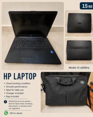 HP 15" Laptop with Original Bag (4GB RAM, 500GB HDD) – Freshly Reset, Basic Use
