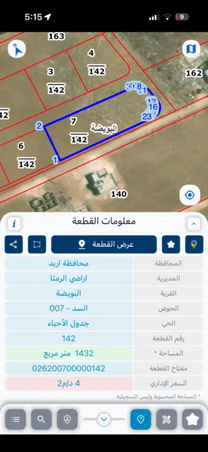 قطع اراضي سكنية بمساحات مختلفة للبيع في منطقة البويضة