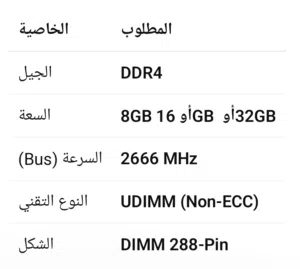 مطلوب RAM-DDR4 (2666Hz)
