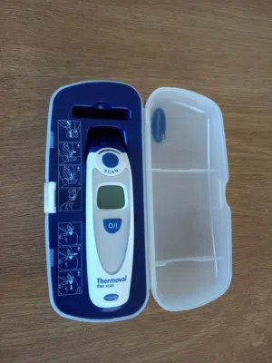 Thermoval duo scan (ألماني أصلي) ميزان حرارة طبي رقمي يعمل بالأشعة  الحمراء.عند طربق الأذن والجبين