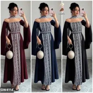 فستان رههيب بنقشه مغربيه وشال