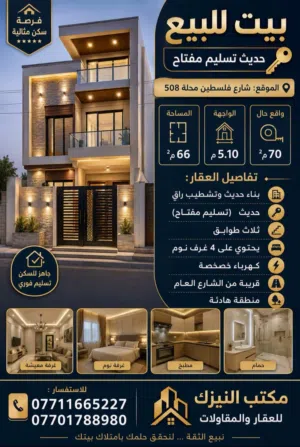 بيت حديث للبيع في شارع فلسطين 66 مً
