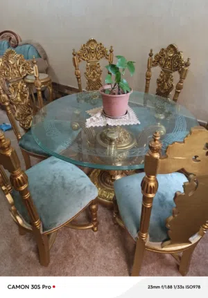 طاولة سفره 6 كراسي فخمه خشب زان ثقيل