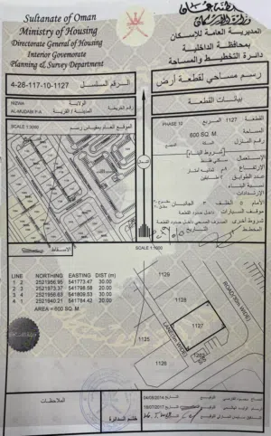 للبيع ارض سكنيه في نزوى ( المضيبي 10 ) كورنر : وتوجد بها ملاحظه