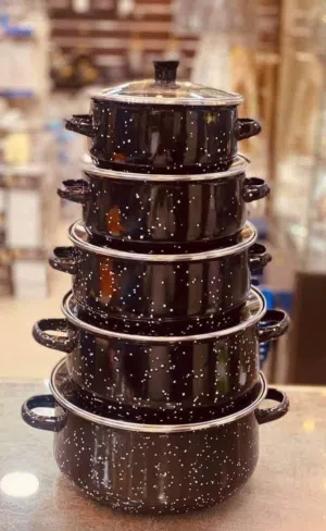 طقم طناجر مدهون 5 قطع