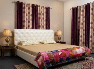 King Bed Frame with Upholstered Headboard (used)