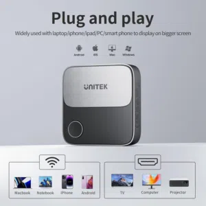 جهاز عرض الشاشة اللاسلكي من شركة يونيتك  (HDMI - 4K) Unitek V1162B01 Wireless Screen Mirroring Displ