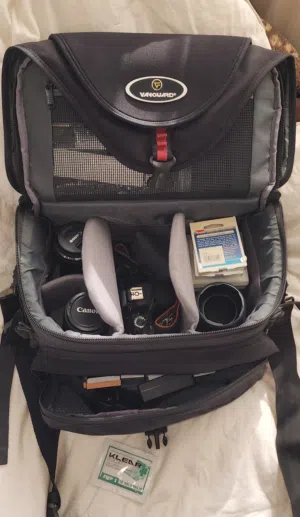 Canon DSLR camera, lenses, filters, flash, bag, accessories