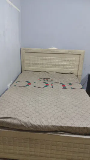 Double coat bed with mattress sofa black colour Tv stand show case