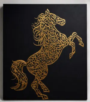 Hand-painting arabic calligraphy horse-