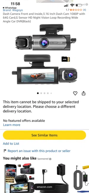 للبيع كاميرا سيارة أمامية وداخلية Full HD 1080P مع بطاقة ذاكرة 64GB مستعملة استعمال خفيف جدا