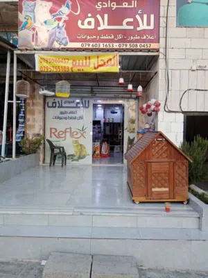 محل للبيع على دوار الساخن خلف مطعم ابو زغله المقابلين المحل شغال أعلاف ومستلزمات حيوانات اليفه مقابل