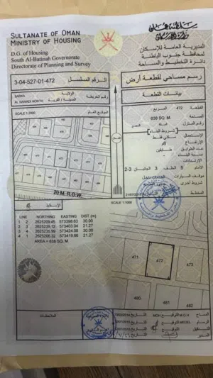 للبيع ارض سكنيه فالسوادي شمال ولايه بركاء انا المالك