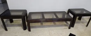 wooden tables set a very good condition  سيت طاولات خشب اصلي نظيف جدا