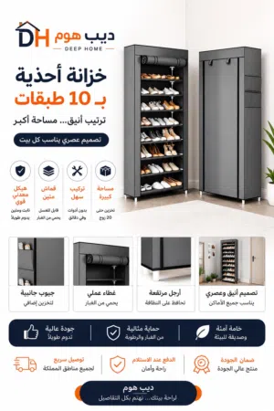 رتّب أحذيتك بأناقة واستغل كل زاوية في بيتك مع خزانة الأحذية متعددة الطبقات من ديب هوم.