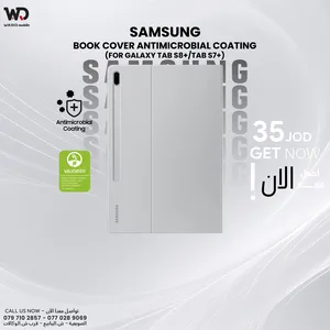 +Samsung Book Cover Antimicrobial Coating Galaxy Tab S8+ Tab S7 سامسونج بوك كفر تاب S8+ S7+