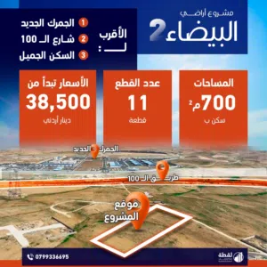 اقرب ارض على الجمرك الجديد في البيضاء وشارع الميه ، 700م2 منطقة حديثة البناء وبسعر منافس